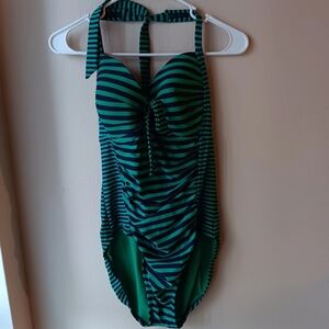 Merona Green and Black One-Piece Swimsuit